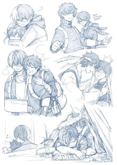 #TodoDeku #轟出 | 2018-2019 TodoDeku Art Dump 
I didn't realize how long I've been holding onto these. I made some minor fixes and finished up the remaining sketches that weren't shared before. 