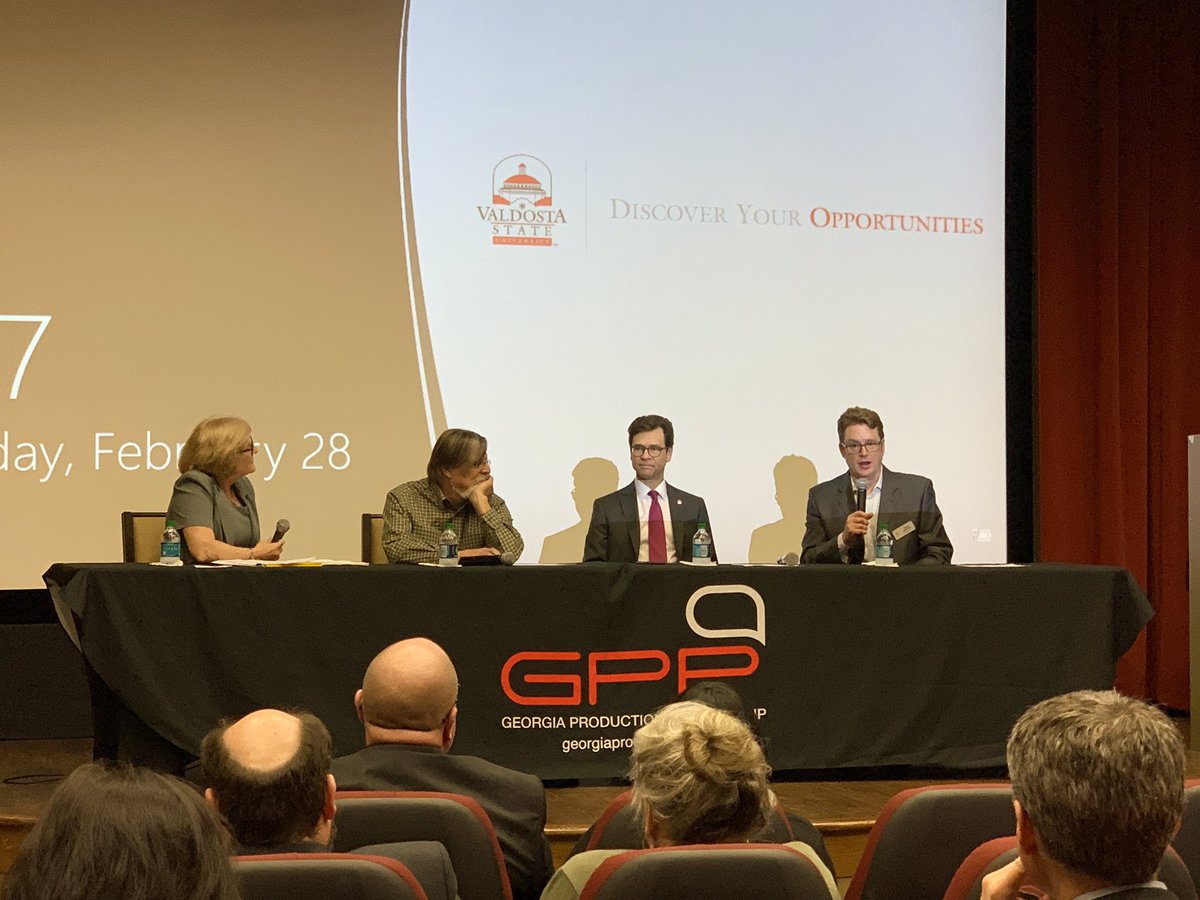 GGroup2's tweet photo. Highlights from the @GA_Production #GPPSGARegional meeting, presented by @gafmde , today in Valdosta! Thank you to @valdostastate @SouthGAFilm for your support! 
#GAFilm
#VState
#SGFF2k19 https://t.co/A10cPWx6L4