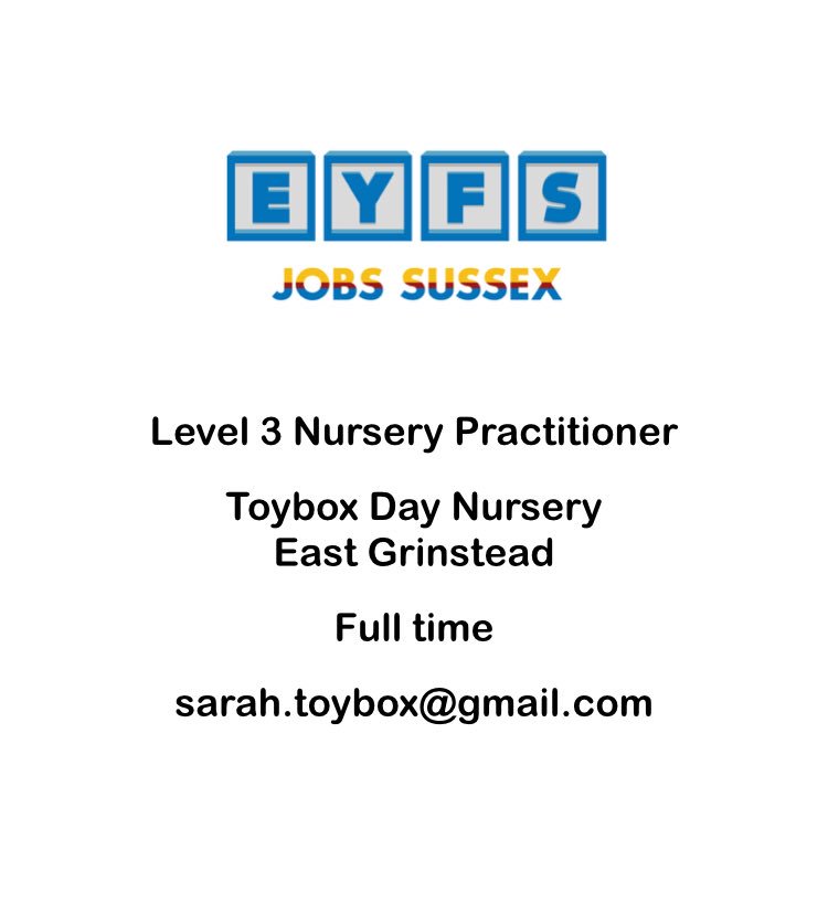 EyfsS's tweet photo. #JOBS #EarlyYears #EYFSJobsSussex https://t.co/DbAAmQObZb