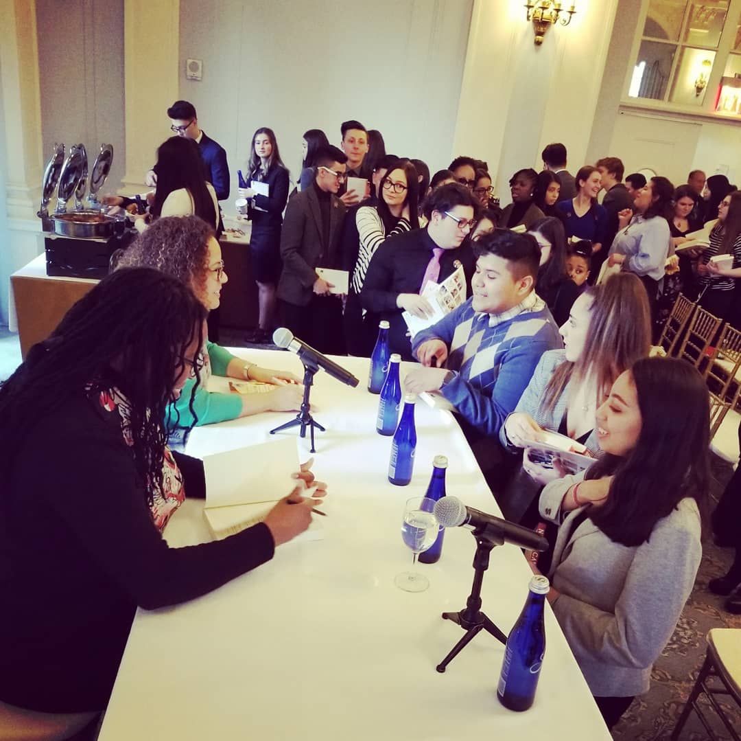 Gilder_Lehrman's tweet photo. Student from across New York City joined us to celebrate the Frederick Douglass Book Prize with winners, Dr. Erica Armstrong Dunbar and Dr. Tiya Miles. Congratulations @ericaadunbar and @TiyaMilesTAM ! #BlackHistoryMonth #FDBP #historyeducation #readingispower https://t.co/yuFKpjDA51