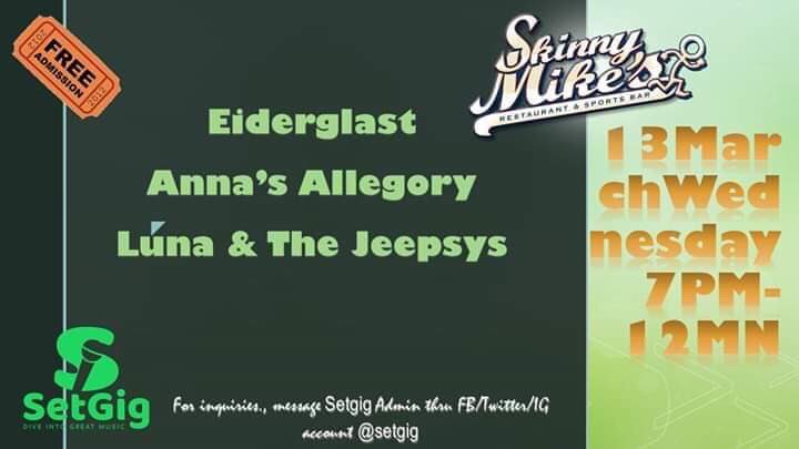 And we’re back! Catch us at Skinny Mike’s where we will be playing alongside amazing bands!