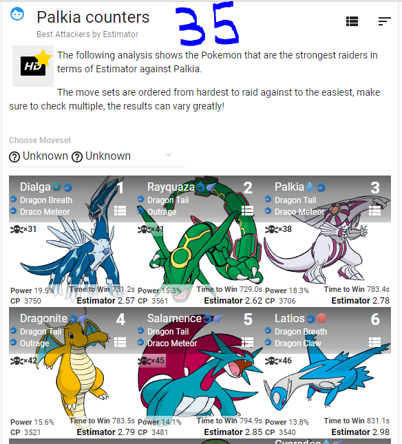 Dialga Counters - Pokemon GO Pokebattler