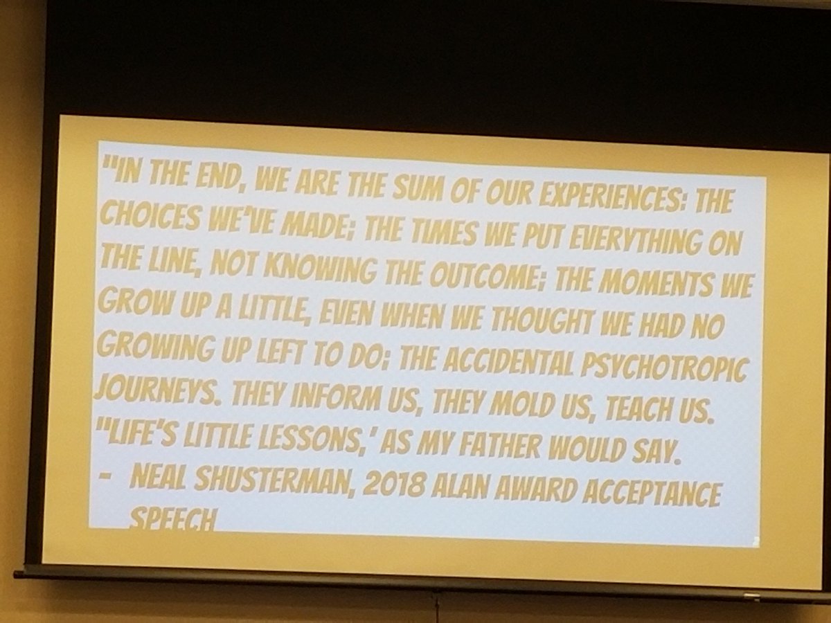 Such a great quote from today's Young Adult Literature Workshop. I plan on posting this in my classroom for my students.