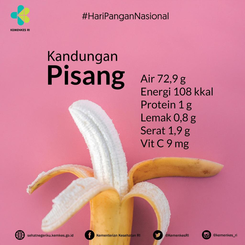 KemenkesRI's tweet photo. Apakah kamu suka buah pisang? 😉

Nah, pisang mengandung 1.9 gram serat dan 9 mg vitamin C yang bermanfaat bagi tubuhmu 😊 

Sisipkan buah di setiap makananmu ya #Healthies

#DukungGERMAS https://t.co/vZXF9ayImp