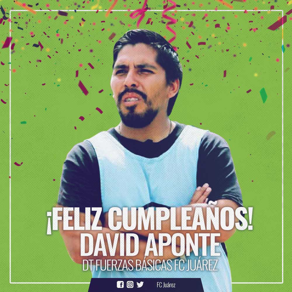 fcjuarezoficial's tweet photo. #FelizCumpleaños 🎊🎉 a nuestro DT de Fuerzas básicas #DavidAponte
#SoyBravo🐎💚
#SomosFútbol⚽️ #BravosContigo #PorSiempreBravos https://t.co/NGXMUII82t