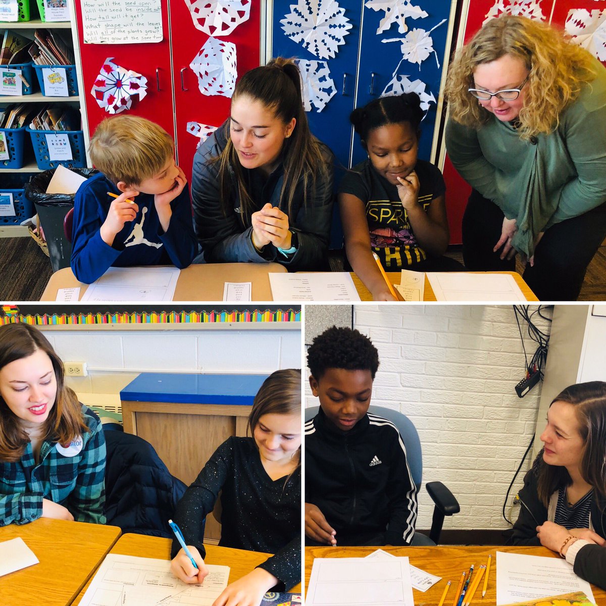 SWChristianOL's tweet photo. Our 2nd and 5th grade classes are partnering with education major students from @trinitytrolls to help our students plan and write their stories for the Young Authors Festival in April. What great examples for our students! #FutureWriters #trollnation https://t.co/5bzZfRXknR
