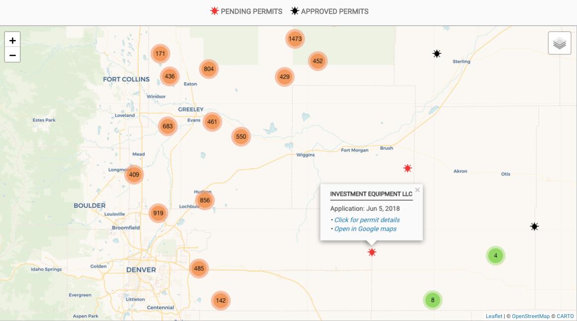 kevinmhamm's tweet image. And if you&apos;re curious where oil and gas companies are looking to drill, here&apos;s an interactive map of pending and approved drilling permits dpo.st/2QM8HQX #copolitics
