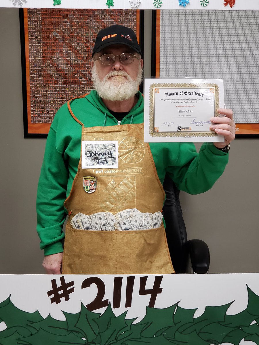 NUMBER #1 SALES DISTRICT 226 STORE 2114 JOHNNY JOHNSON OVER 1 MILLION $ IN SALES FOR 2018 GREAT WORK JOHNNY!!!