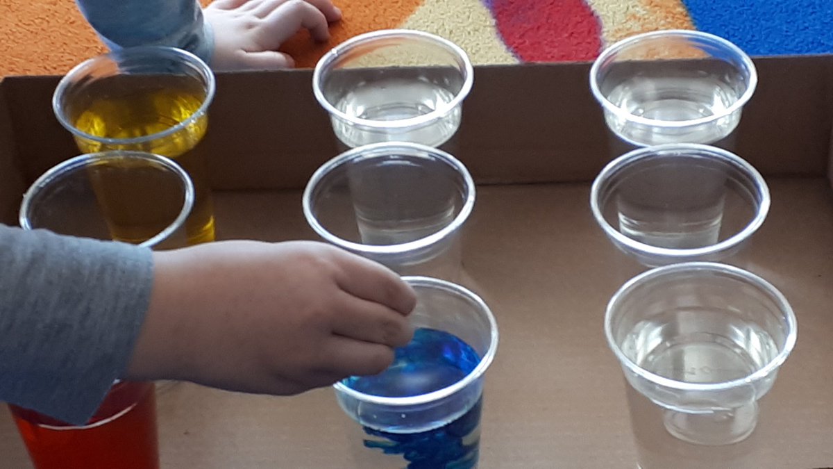 TessCurtisJB's tweet photo. Colourful learning! Provocation through experimentation. Simple materials, big wonderings, thoughtful predictions and the colours of the rainbow! #kindieworld @JohnBlackPS @runswan https://t.co/qz31iPT7Ol