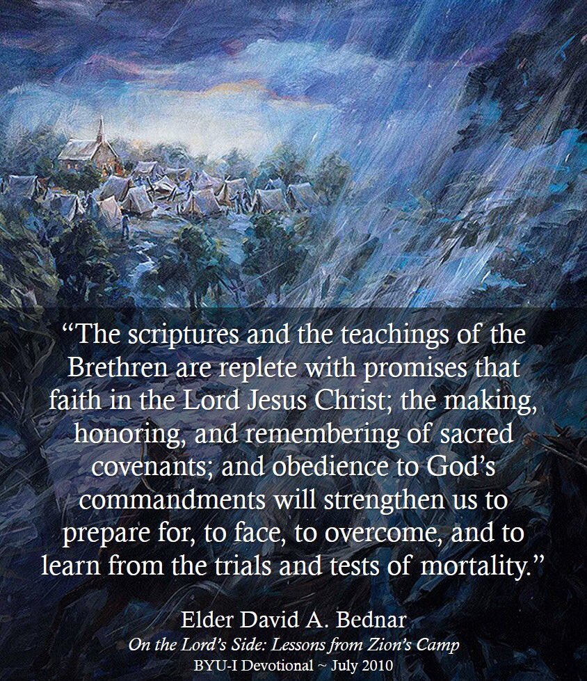 DRidgeSeminary's tweet image. &quot;All victory and glory is brought to pass unto you through your diligence, faithfulness, and prayers of faith&quot; (D&amp;amp;C 103:36). 
.
#ZionsCamp #DavidABednar #ElderBednar #Zion #doctrineandcovenants #adversity #faith #covenants #obedience