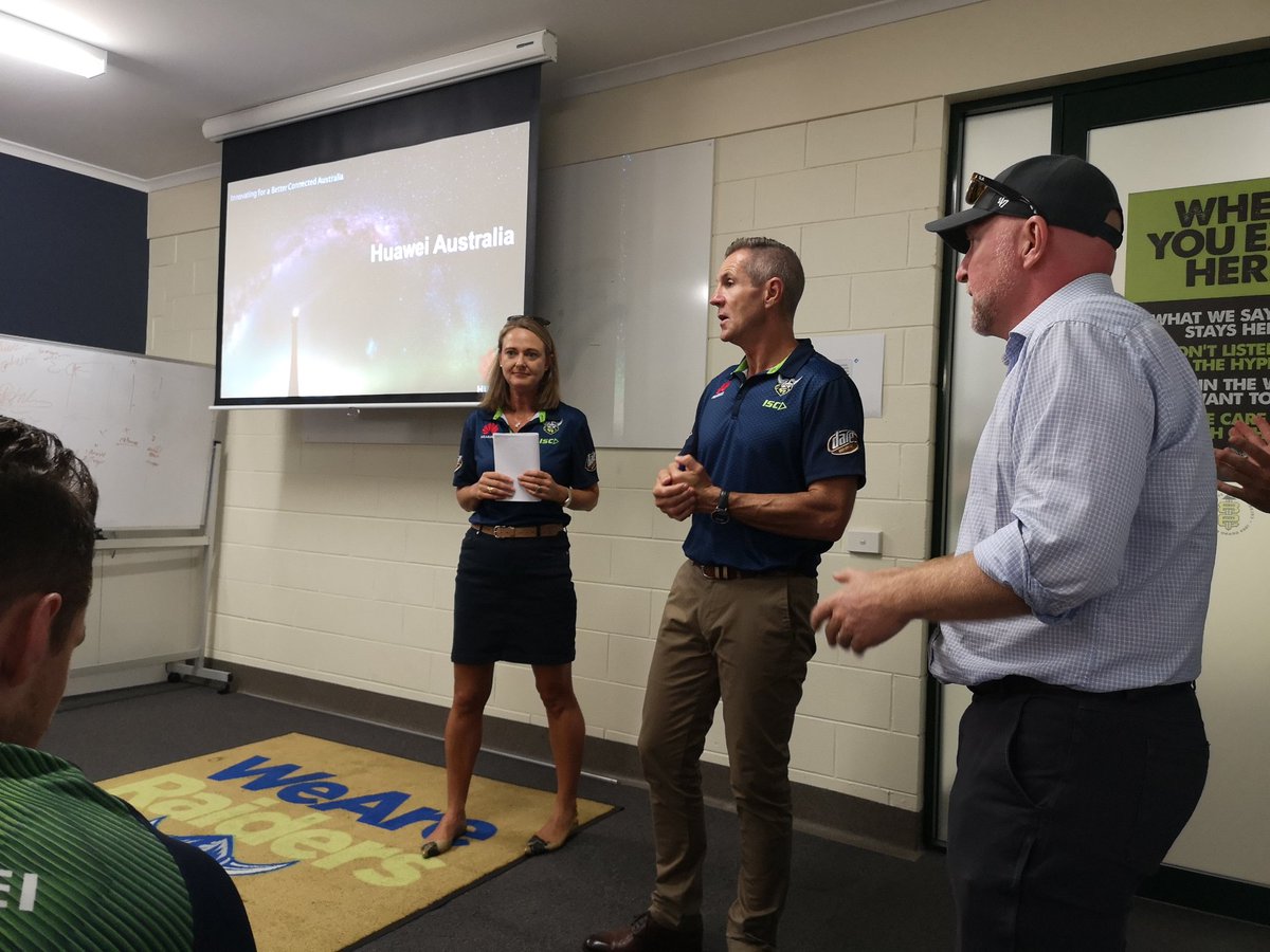 Great to have <a href="/HuaweiOZ/">Huawei Australia</a> here today addressing the group. We remain proud to have them as our Major Sponsor in 2019 #WeAreRaiders