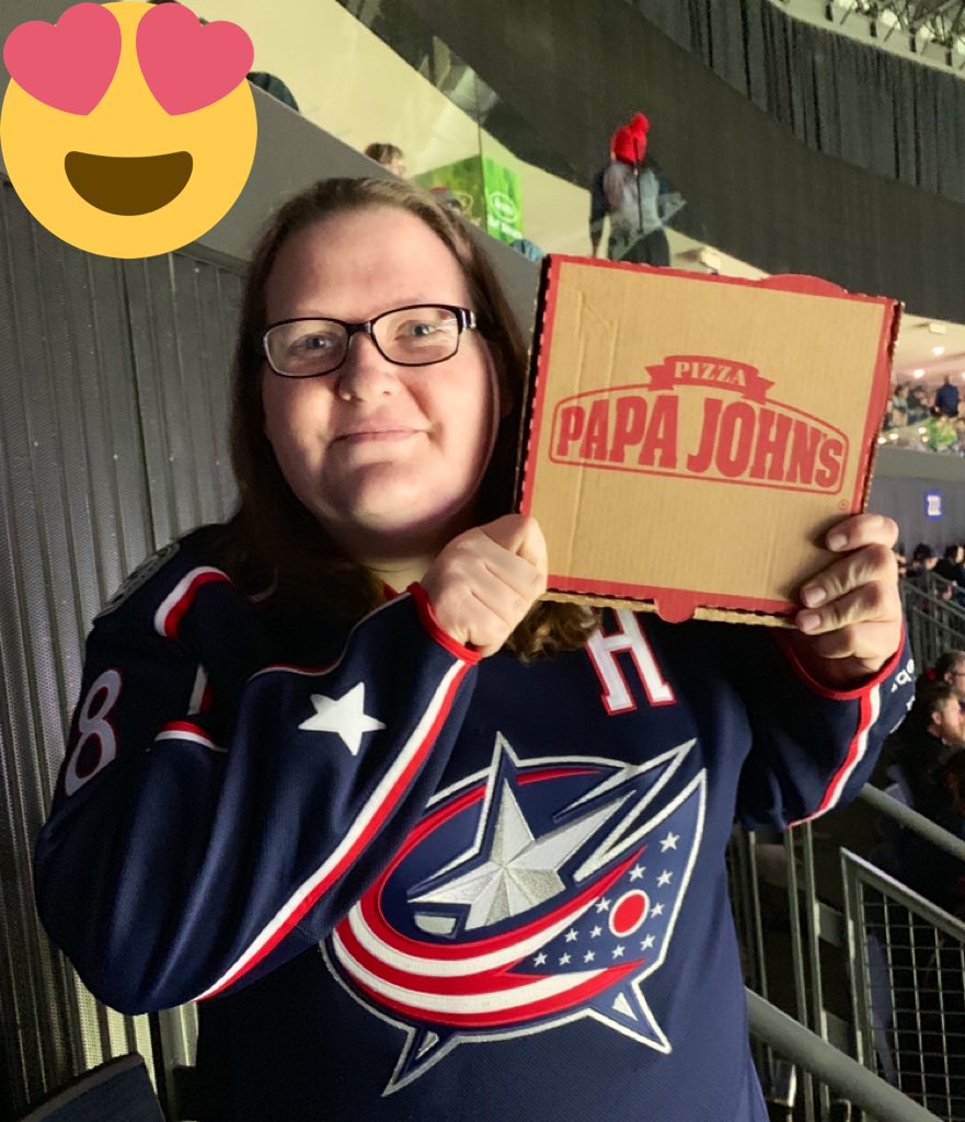 ringeltg's tweet photo. WINNER!!! @JPizz45  WE LIKE PITZA!! @PapaJohnsCbus @BlueJacketsNHL #Section220 https://t.co/89db2xcGKI