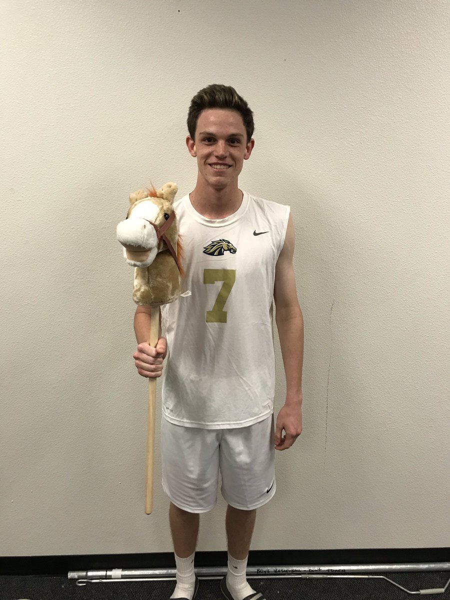 CoachMilbert's tweet photo. The #WarHorse winner tonight is @Hyrum92387352 with 12 aces and 9 kills! Congrats Hyrum! #WarHorse #CCCMVP @CasteelColtsVB https://t.co/WG72vkcpME
