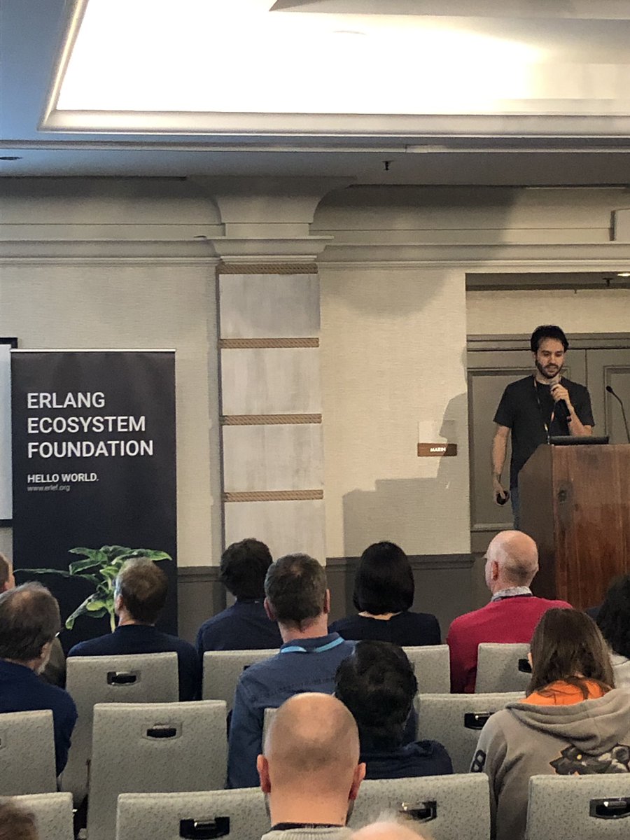 sheharyarn's tweet image. At the #CodeBeamSF keynote, where @josevalim just announced the formation of @TheErlef (Erlang Ecosystem Foundation).
#myelixirstatus #elixir #erlang