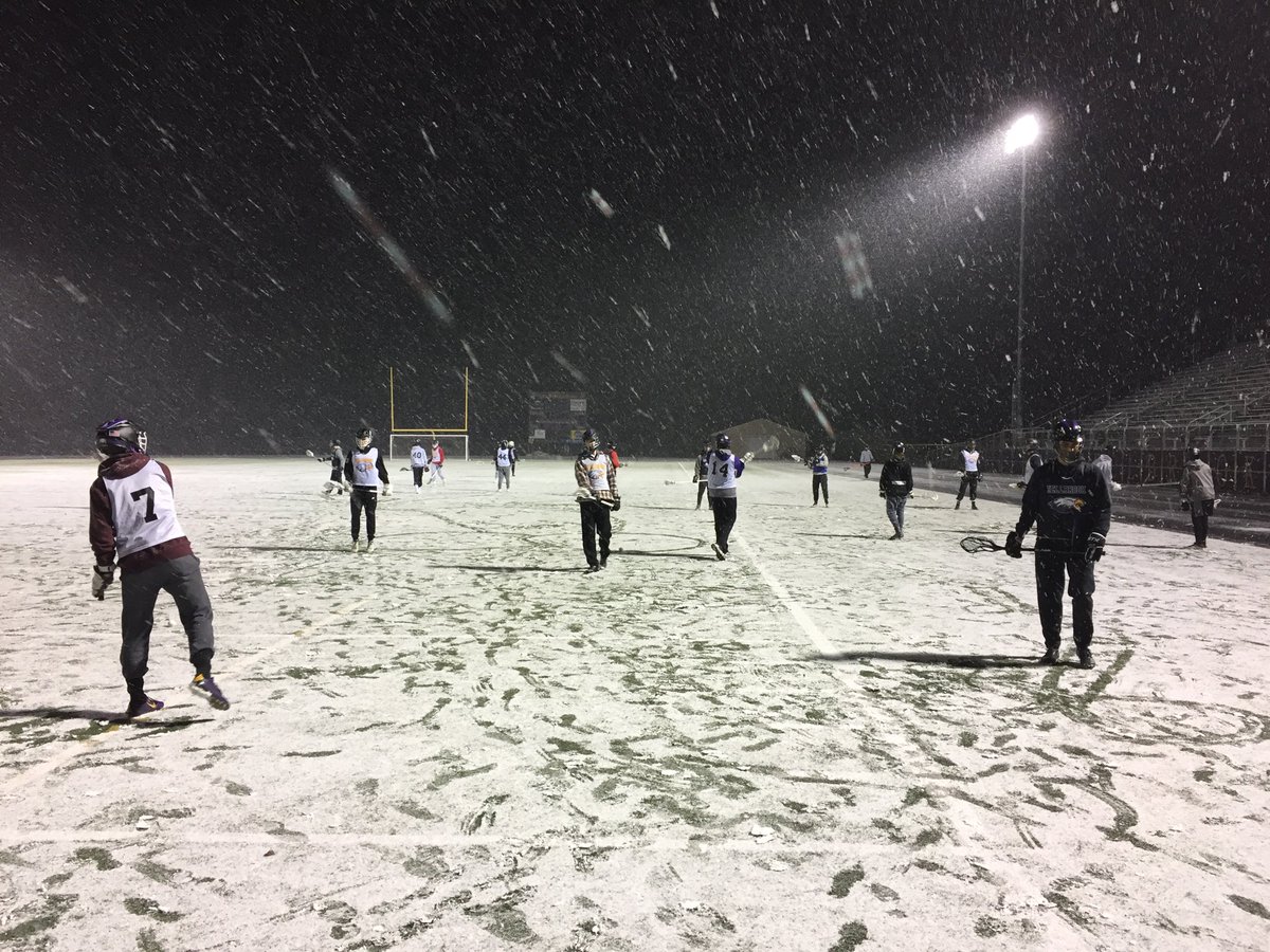 vmolseed's tweet photo. Bellbrook boys lacrosse working hard in the snow.  It’s a great day to be a Golden Eagle https://t.co/Lpbur6fE7h