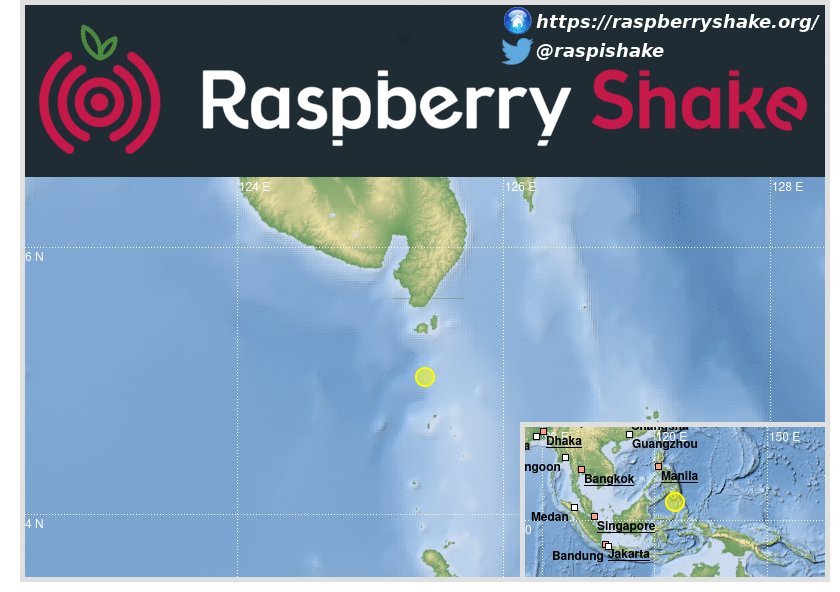 raspishake's tweet photo. #earthquake detected by #RaspberryShake #CitizenScience #Network in Mindanao, Philippines, 2019-02-28, 20:00 local time. Magnitude 5.0. Join the network: https://t.co/bkUOY6dBm2 #HomeScience. Info #EQInfo App and #EQView: https://t.co/KIUQBdQ2VL https://t.co/P5gVLRHiBK