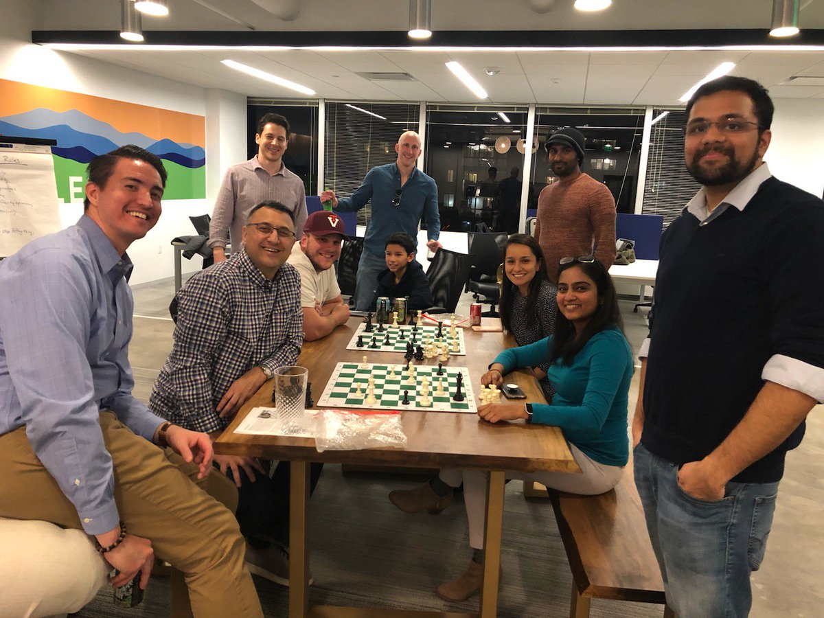 chessprof's tweet photo. I had so much fun teaching chess to the awesome team at @VerticalApps today! They really impressed me. Even brand-new players seemed like they'd been playing for years by the end of the session. Thanks for hosting me! #Chess #Strategy #TeamBuilding https://t.co/p8XneJisX8