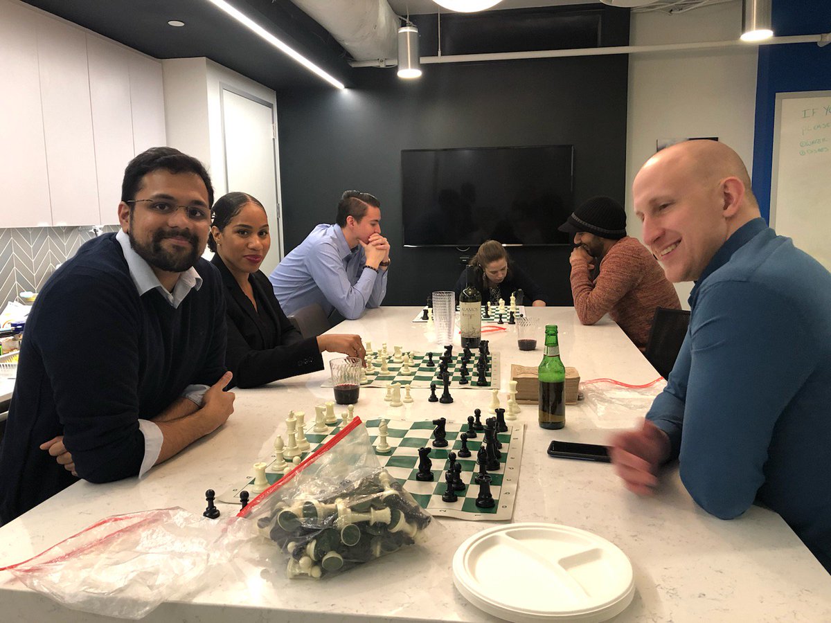 chessprof's tweet photo. I had so much fun teaching chess to the awesome team at @VerticalApps today! They really impressed me. Even brand-new players seemed like they'd been playing for years by the end of the session. Thanks for hosting me! #Chess #Strategy #TeamBuilding https://t.co/p8XneJisX8