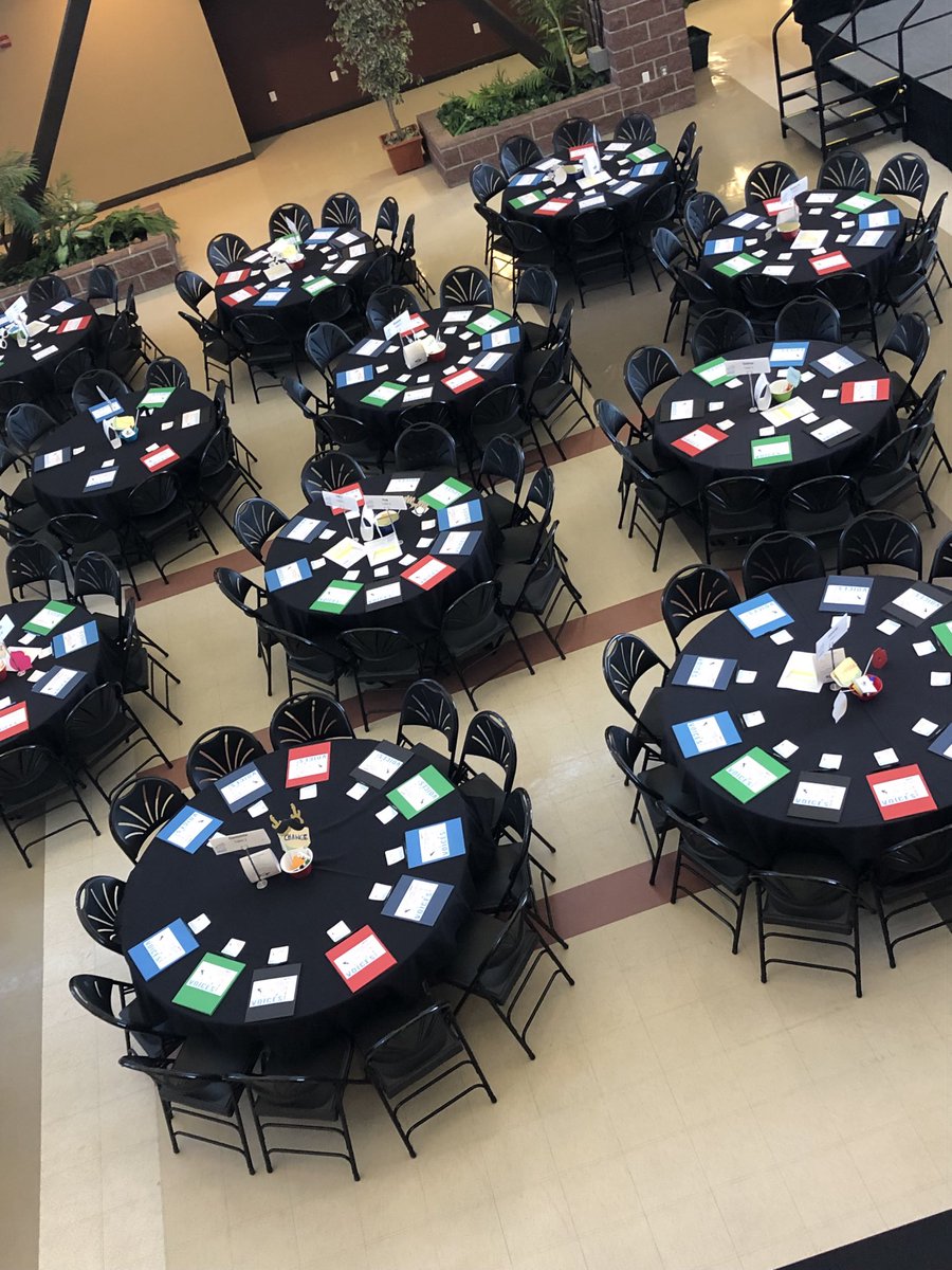 ldavidsonblc's tweet photo. Tables set for our 400 students and staff at the Strength in Voices Conference tomorrow!!! #SiV2019 So excited for all our amazing student presenters, artists, poets, musicians and more!! ⁦Change: It starts with  #wcsdYOUth ⁦@StuVoiceWcsd⁩ https://t.co/D7FOZq3EIM