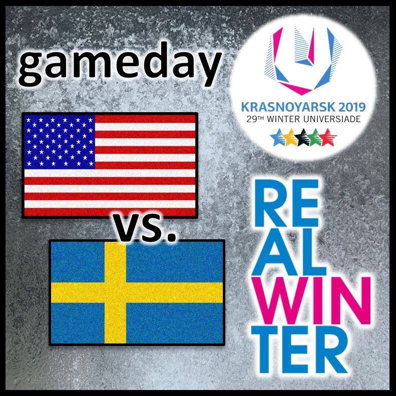 USAwbandy's tweet photo. GAMEDAY!
2019 Winter Universiade Preliminary Round
USA vs. Sweden
11:00am (10:00pm Central Time)
Yenisei Ice Stadium - @Krasnoyarsk2019 @FISU
#USABandy #SwedenBandy #Universiade2019 https://t.co/1aNMelCz1E