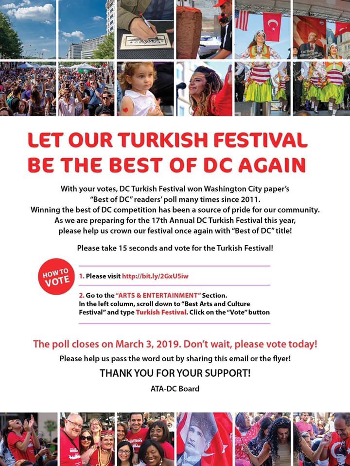 ATADC's tweet image. Can you help Turkish Festival to become The Best of DC again?

Only 3 days left to vote!

It only takes 15 seconds to show your support for @TurkishFestival DC :
 
washingtoncitypaper.com/bestofdc2019