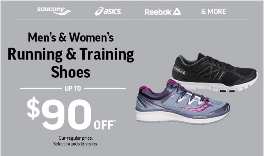 Select men's and women's running and training shoes are up to $90 off at <a href="/SportChek/">Sport Chek</a>! Ask in store for details. #BCsale