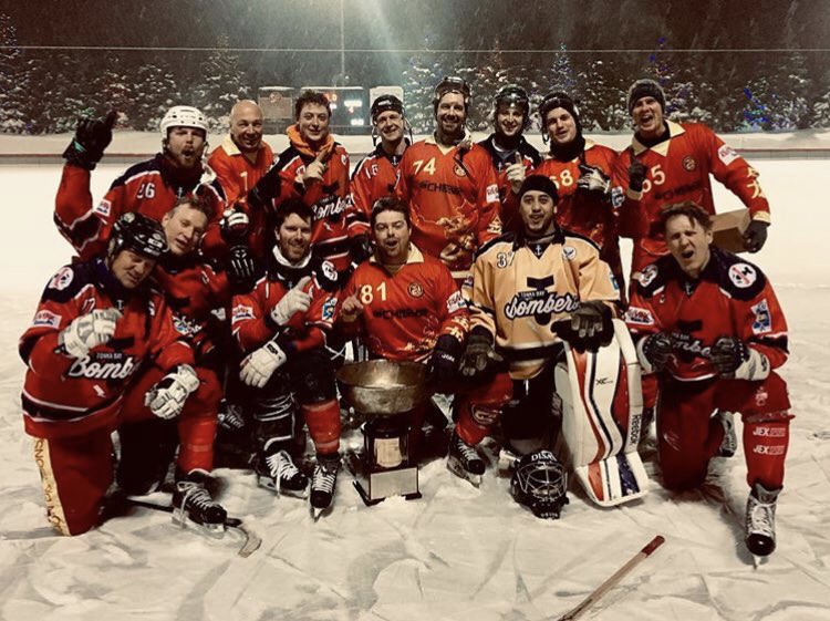 NordicFire99's tweet photo. Tonka Bay Bombers are the 2019 USA Bandy Champions! Score tied 4-4 after regulation time but Bombers prevail in OT shootout win over the Dukes. First ever Gunnar Cup for the team. #USABandy #RosevilleOval https://t.co/FH7VNb7kP3