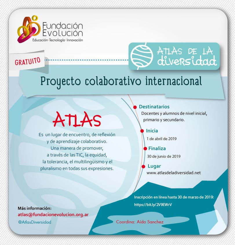 #ATLAS Primera Edición 2019 del Proyecto Colaborativo Internacional <a href="/AtlasDiversidad/">AtlasdelaDiversidad</a> Inscripción abierta en línea hasta el 30 de marzo de 2019 en: bit.ly/2V9EWrV. ¡Te esperamos! #atlaslab