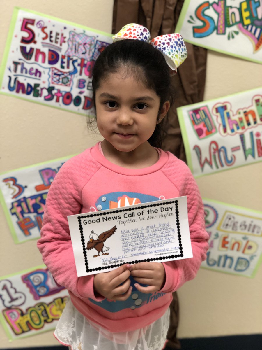 RSGuajardo's tweet photo. #GoodNewsCallOfTheDay winner is Mia in Kindergarten. She didn’t hesitate volunteering to help her classmate finish an assignment. She was very patient and kind the entire time as she helped them complete their assignment. 💕 @MaestraHernand2 #GoodNewsAtHowsman https://t.co/ycUhM615ka