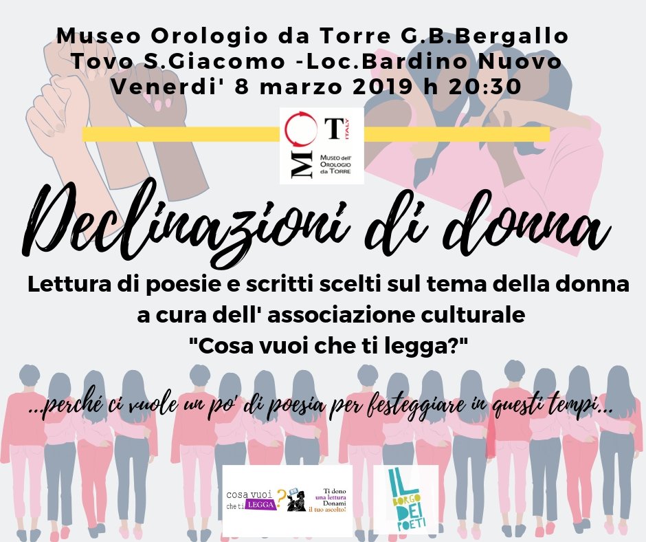 Festa della #Donna al #museobergallo 🌼Venerdì #8Marzo h 20.30 - "Declinazioni di donna": lettura di poesie e scritti sul tema della donna a cura dell'associazione culturale "Cosa vuoi che ti legga?". #tovosangiacomo #valmaremola