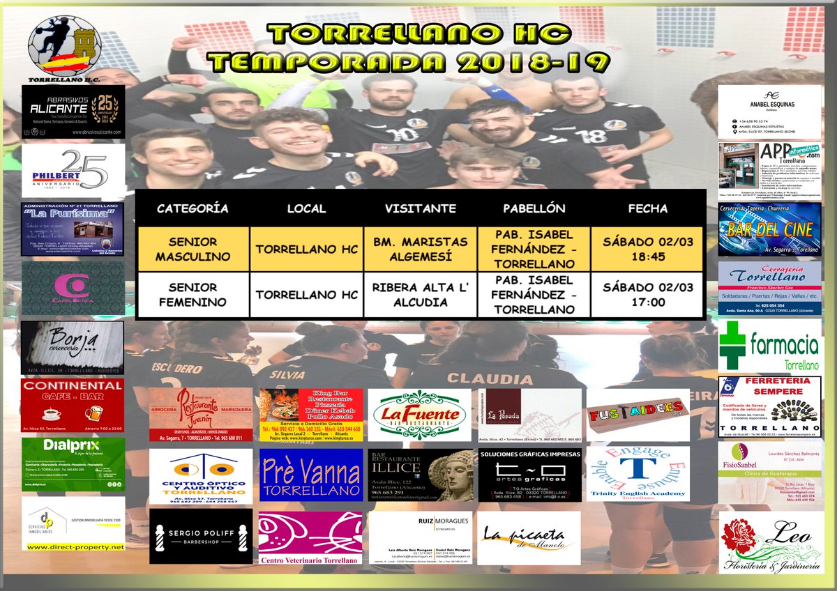 TorrellanoHC's tweet photo. #HORARIOS 🤾♂️🤾♀️
Este semana nuestros equipos base se toman un break 😎 pero no por ello nos quedaremos sin balonmano, ven al pabellón y se el jugador número 8 animando a nuestros seniors 😉 y quien sabe si además podrás ser el afortunado de nuestra rifa 😜
#TorrellanoHC https://t.co/dthk9EhGZr