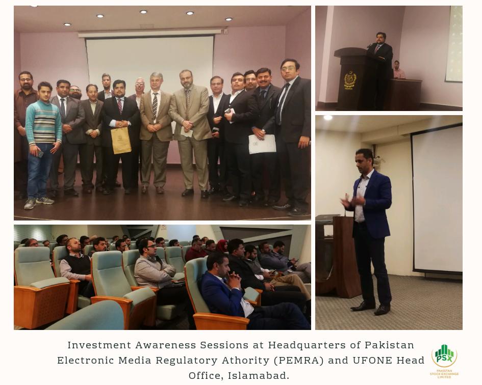pakstockexgltd's tweet photo. PSX has just conducted Investment Awareness Sessions at Headquarters of Pakistan Electronic Media Regulatory Athority (PEMRA) and UFONE Head Office, Islamabad.
#PSXEvents #PSXReturns https://t.co/qIoVKhKny3
