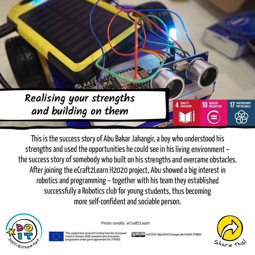 DOIT_Europe_Net's tweet photo. See a success story of Abu Bakar Jahangir, a boy who understood his strengths and used the opportunities he could see in his living environment. See the rest of Abuβs story: https://t.co/Ozg7IQ0gYg #DoItEurope #H2020 #ZSI #eCraft2Learn https://t.co/RN6DH26bOY