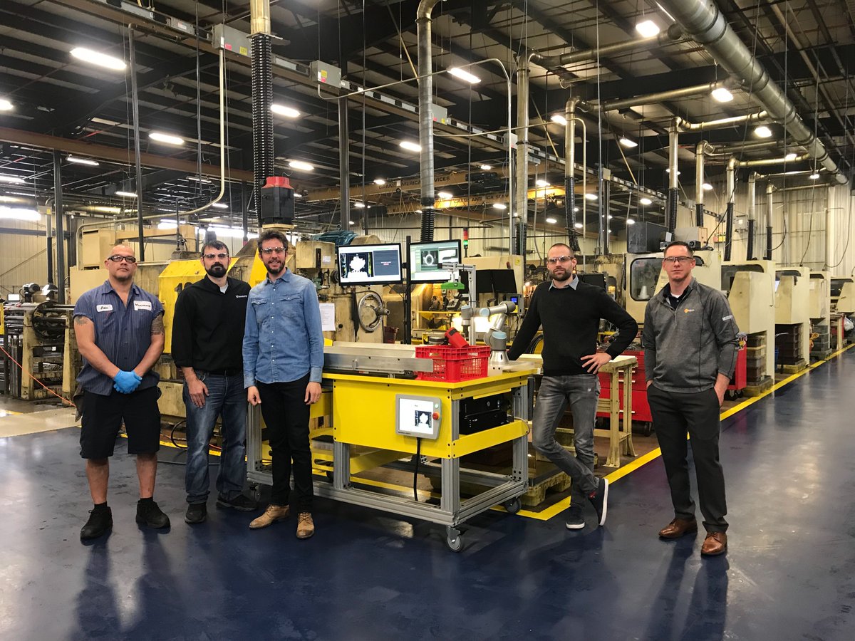 pickit3d's tweet photo. Our CTO and VP Product &amp; Sales paid a visit to one of our end customers VANAMATIC yesterday, along with our certified partner @NeffAutomation. We love seeing a happy client with a Pick-it system in production! https://t.co/oJfh0sRfFr