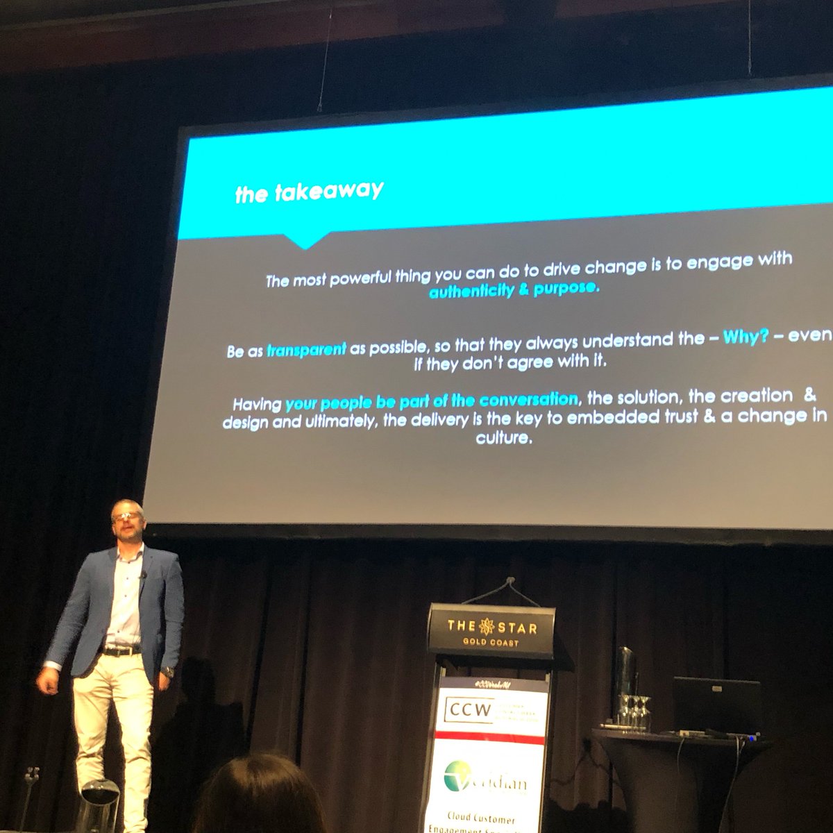 LukeCXEX's tweet image. Authenticity and purpose! The secret sauce to driving change and engagement! Great presentation Trent Lewis #CCWeekAU