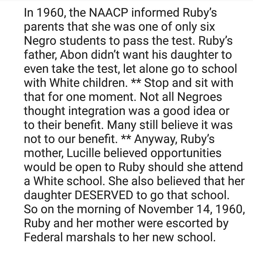 Black History Fact 28 February: Lucille Bridges, Pioneer, Activist, Courageous warrior and mother Ruby Bridges. <br />
<br />
Source: Dr. Yaba Blay via Instagram (@fiyawata) <br />
<br />
#BlackHistoryMonth2019 #blackhistorymonth