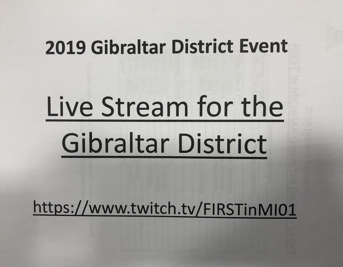 Follow us online tomorrow and Saturday...or better yet...come join us! Admission is free. We are at Carlson High School in Gibraltar this weekend. thebluealliance.com/team/6618/2019