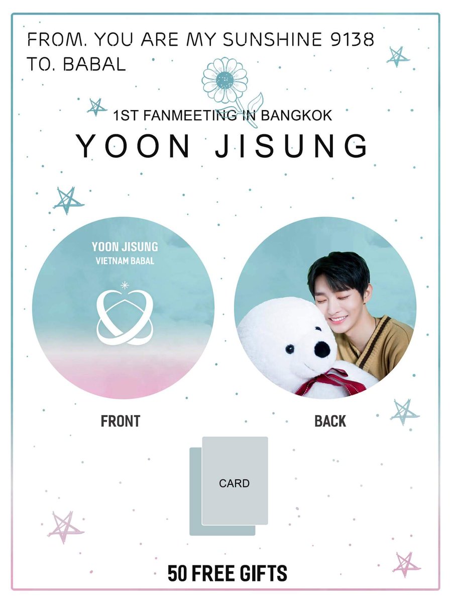 sunflower9138's tweet photo. <RT+ FL> pls 
🌻 VIETNAM BABAL× FREE GIFTS AT YOON JI SUNG ‘S FANMEETING IN BANGKOK]
To get into the air of the Fanmeeting series of Yoon Ji Sung oppa this month VietNamBabal decided to  Free gift at Thailand's Fanmeeting Bangkok
Set gifts: 1 Portable Fan + 2cards 

#YoonJisung https://t.co/nI256qsTVI