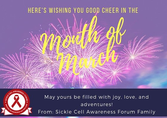 SickleCellAF_Ph's tweet photo. Happy New Month......
Welcome to the month of March
May we march forward towards good health and Sound mind
#SCAFPH
#WarriorCell
#IamNotSCD https://t.co/16bmSMTTFq