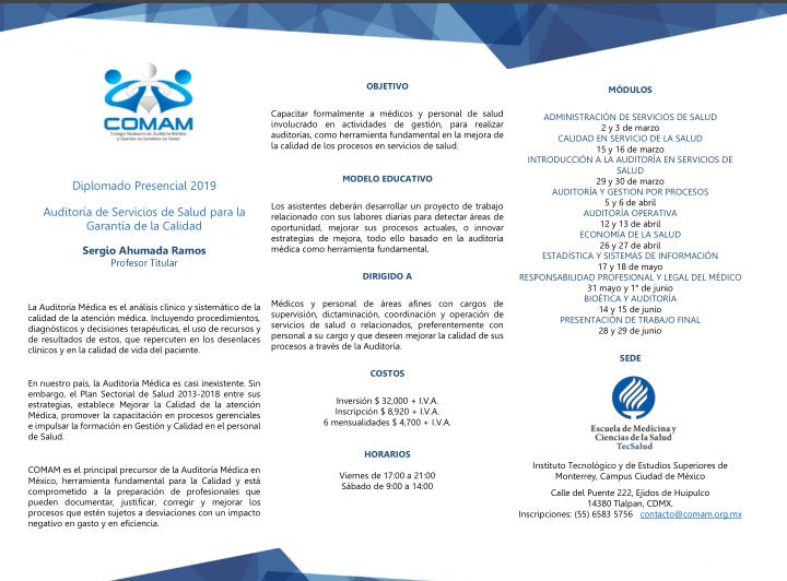 Comam_mx's tweet image. #Medicos #COMAM Proximos a dar inicio al Diplomado de Auditoria Medica.