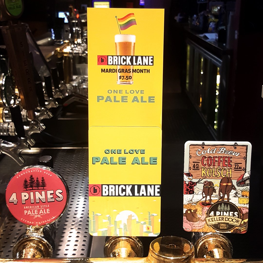 Keg & Brew (@kegandbrew) on Twitter photo Get your Mardi Gras on with @<a href="/bricklanebrewco/">Brick Lane Brewing Co</a> One Love, Pale Ale! ABV 4.4%
#mardigras #sydneymardigras #surryhills Get your Mardi Gras on with @<a href="/bricklanebrewco/">Brick Lane Brewing Co</a> One Love, Pale Ale! ABV 4.4%
#mardigras #sydneymardigras #surryhills