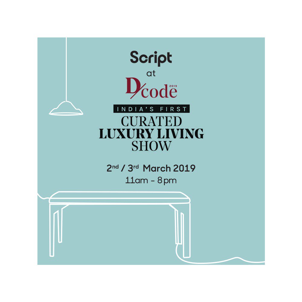 scriptonlineind's tweet image. De-code the secrets of the best in the fields of arts and design at India's first curated luxury living show by Krupa Zubin &amp;amp; Zubin Zainuddin. Join us on the 2nd and 3rd of March at NSCI Dome, Worli. See you there!
#DCode2019
