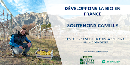 C’est le moment d’aider au développement de la bio en France. Depuis le 26 février je soutiens Camille, arboriculteur  bio. En ce moment pour tout € versé Blédina verse le même montant. 
Rendez-vous sur bledina-miimosa.com 
#blédina #transition #bio
