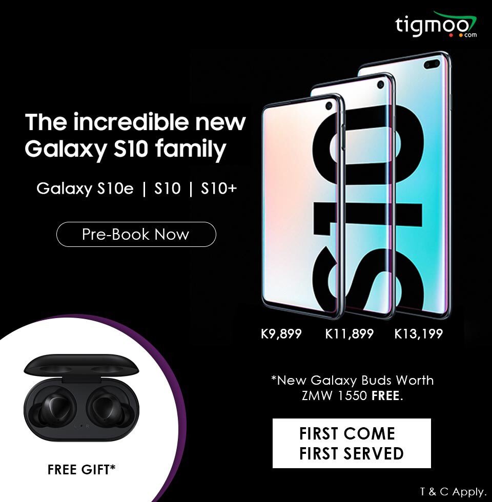 techtrends_zm's tweet photo. @TigmooOnline has the Samsung Galaxy S10 at the following prices. 

Pre-order here https://t.co/SbUFlq7zPe https://t.co/inb3T1cp0r