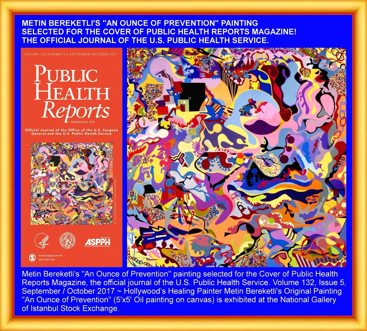 acandabak1's tweet image. ABD'DE YAŞAYAN ÜNLÜ TÜRK RESSAM METİN BEREKETLİ'NİN BU ESERİ, AMERİKA SAĞLIK BAKANLIĞI'NIN DERGİSİ'NE KAPAK OLDU. MÜTHİŞ BAŞARI. SANATÇIMIZI KUTLUYORUZ. MEDYAMIZ BU BAŞARIYA DUYARSIZ KALMAMALI.  TEBRİKLER BEREKETLİ, ÇALIŞMALARIN BEREKETLİ OLSUN.