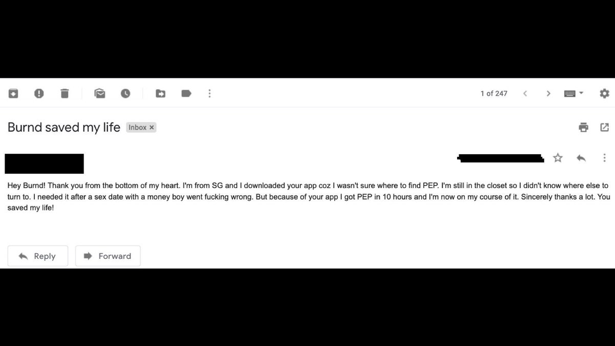 Burnd_Asia's tweet photo. Burnd is happy to help and we are proud that we helped this young individual in Singapore access PEP in less than 10 hours. Download Burnd today on the App Store. You never know when it may save your life #EndHIV #HIV #PEP #Burnd #ChangingLivesOneDownloadAtATime  #Singapore https://t.co/VdmMDt9n06