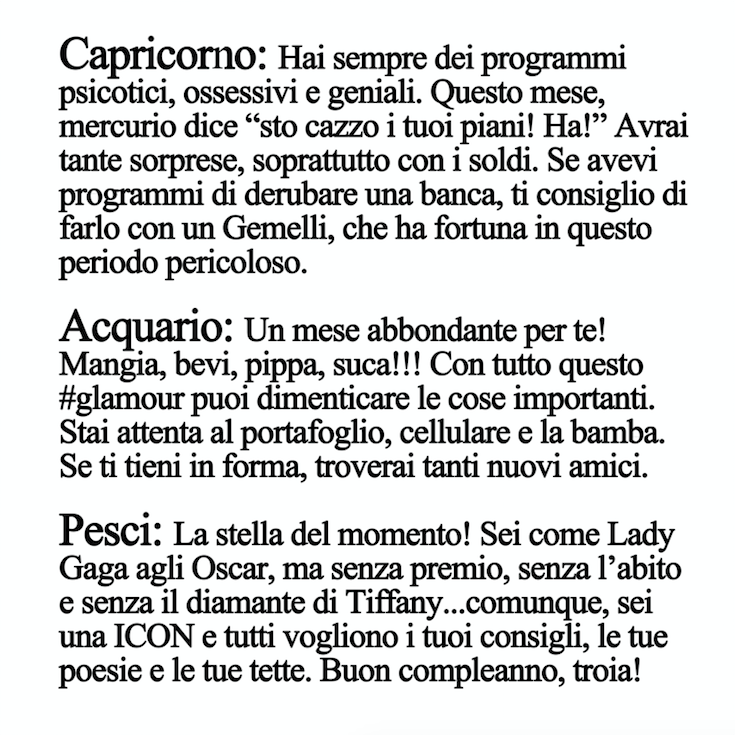 STAIZITTAMAG's tweet photo. WHOROSCOPO MARZO STRONZI!!! https://t.co/yjJQt00yhj