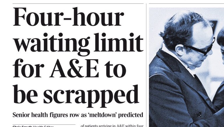 Front page of today’s Times. 

This government has run the NHS into the ground - and now, instead of addressing the crisis, it’s eradicating the evidence of its failure. Just awful.