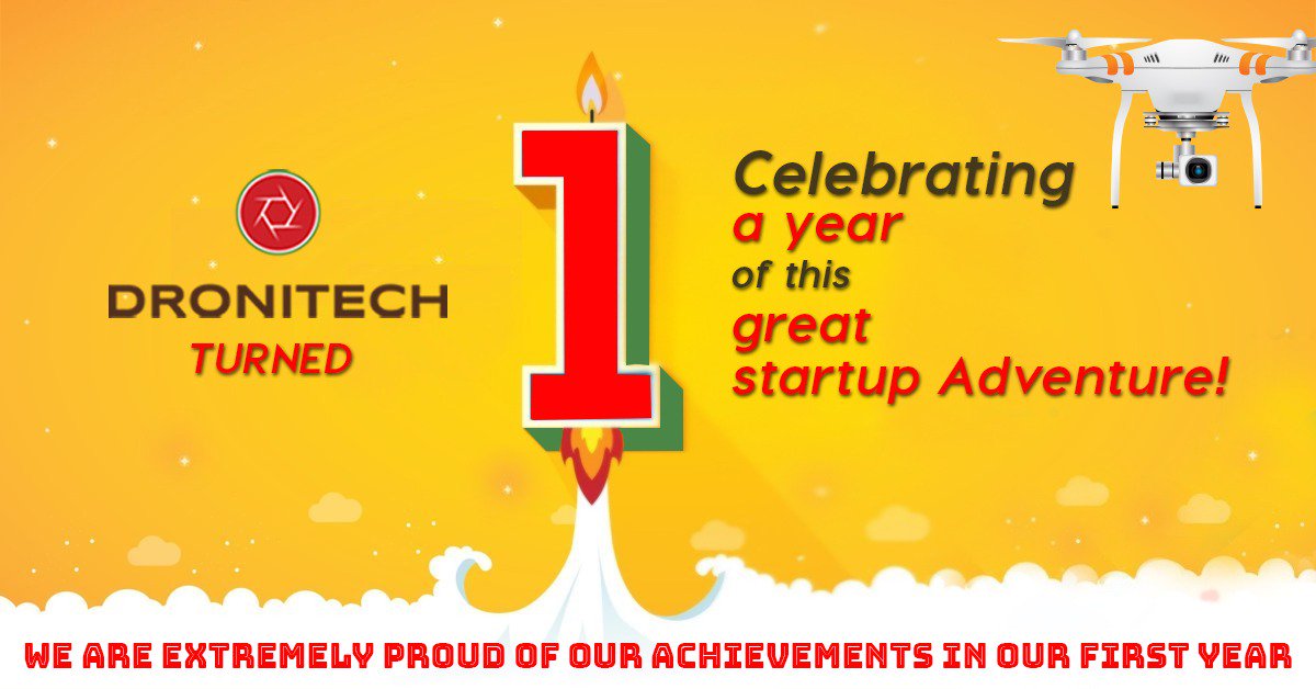 Droni_Tech's tweet photo. We are #proud to #announce that #Dronitech has successfully completed #ONEYEAR!
We are extremely #thankful to all our #clients & #customers for such a wonderful #journey.
#Dronitech #Oneyearcelebration #successfuljourney #Oneyearcompletion #Celebration #Droneservices #India https://t.co/Jczat3VhLv