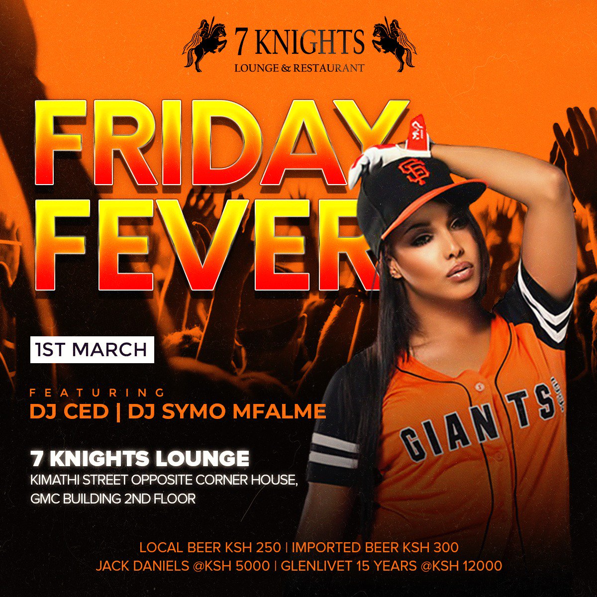 7knightslounge's tweet photo. FRIDAY FEVER is already on.
Music by Dj Ced ft Dj Symo Mfalme

Local Beer @KSH 250 
Imported Beer @ KSH 300
Jack Daniels @ KSH 5000

#7knightslounge
#kenya
#MrPresidentTumechoka
#HappyNewMonth
#CorruptionFightingBack
#CabinetReshuffle
#IRAStrategicPlan https://t.co/u3VQuwvI5Q